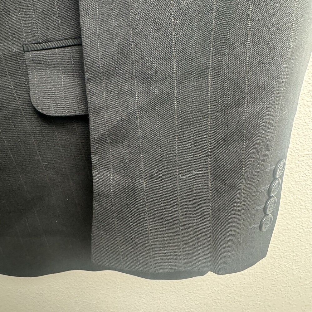 Yves Saint Laurent 100%‎ Wool Pinstripe Sport Coat Blazer Jacket Size 44R Black - Picture 13 of 16